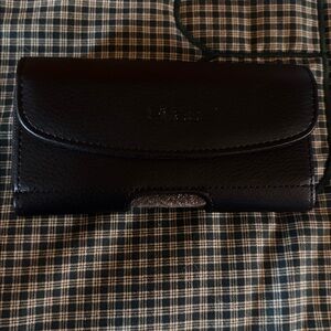 Black Leather Phone Holster Case fits I phone 15